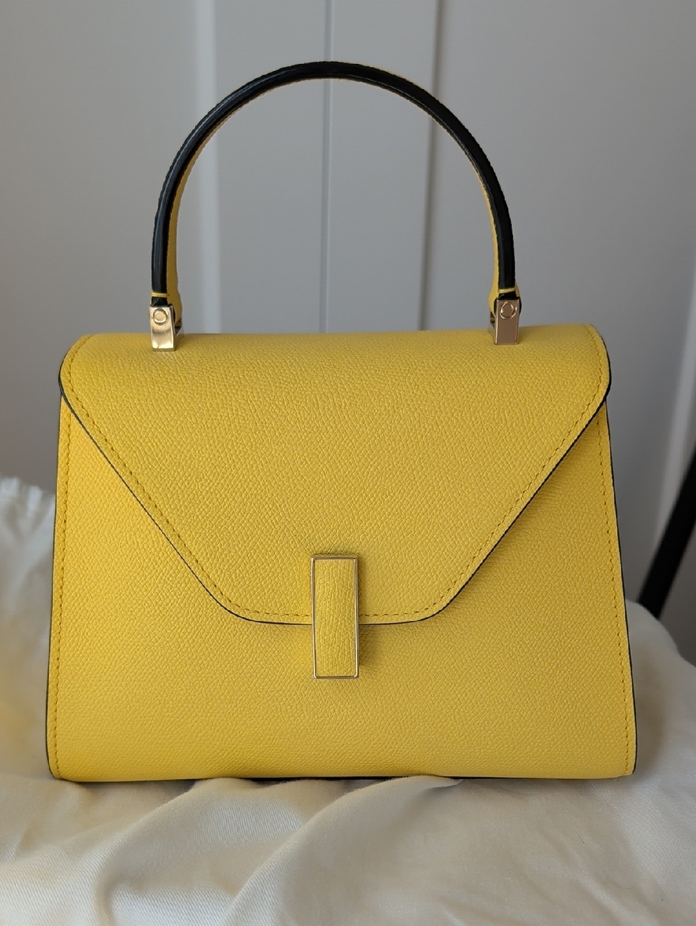Valextra Iside Mini Yellow Top-Handle Satchel
